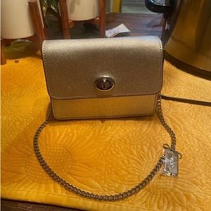 Beautiful mini coach Bowery crossbody bag in platinum
